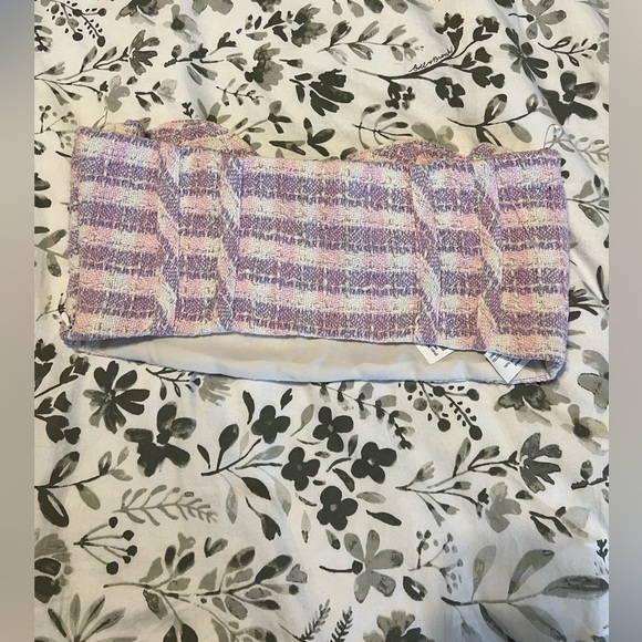 Zara Tweed Bustier Crop Top in Pink& White Twee size Med Clueless/Y2K - Picture 11 of 11